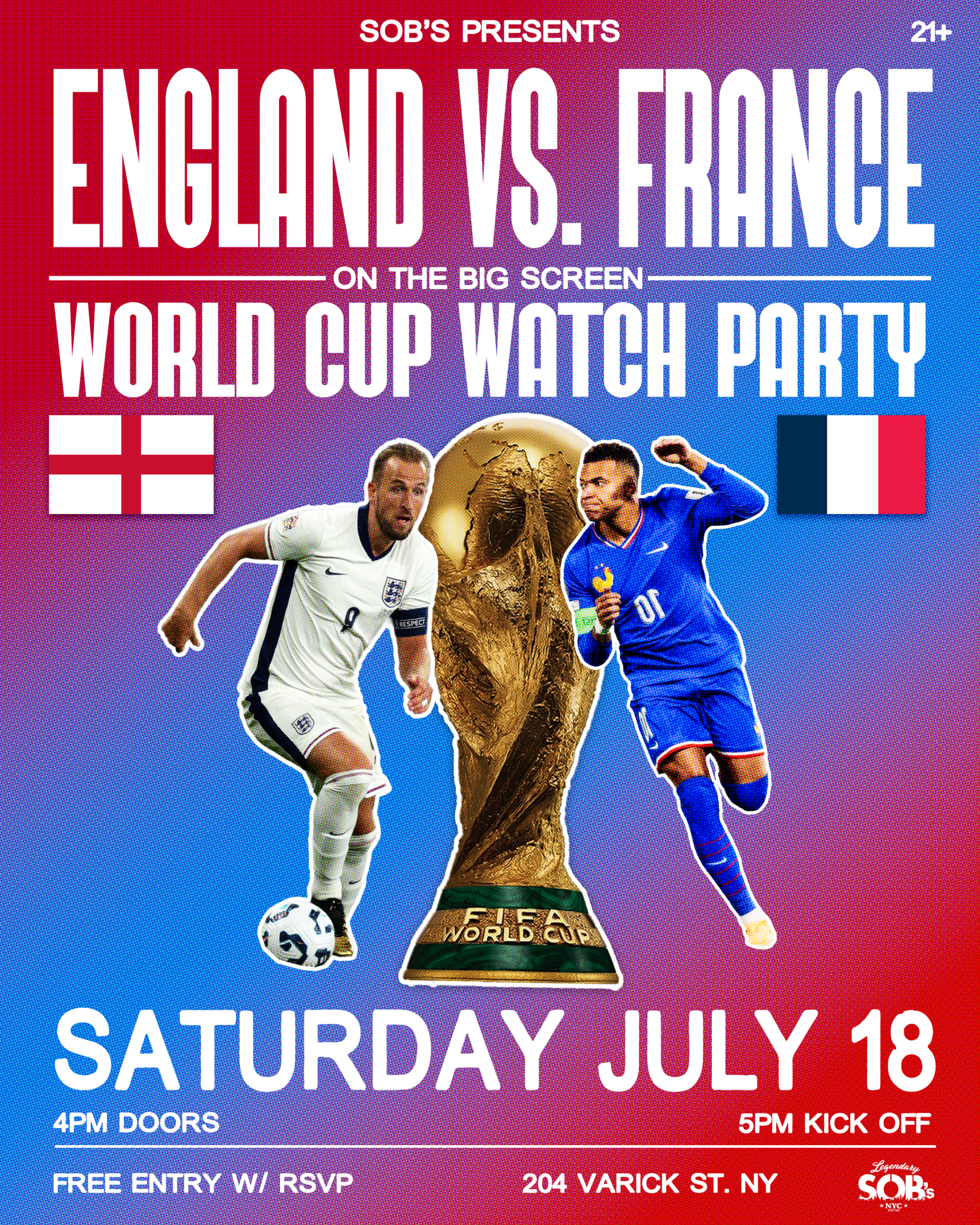 World Cup Watch Party: England vs France Third-Place Match