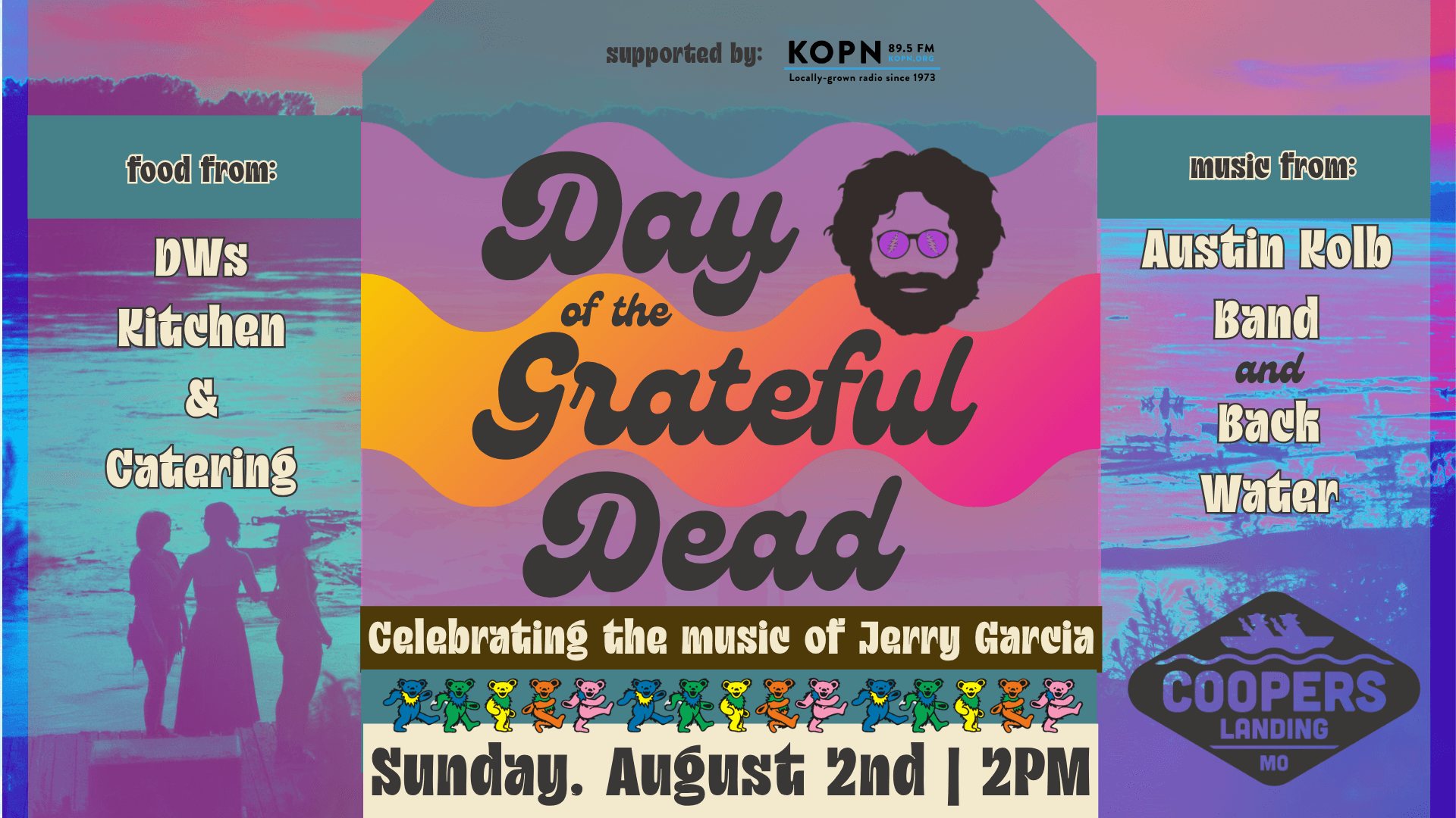 Day of the Grateful Dead with Mikey Wehling, Moon Valley Trio with Andrew Allen, Austin Kolb Band, and Back Water