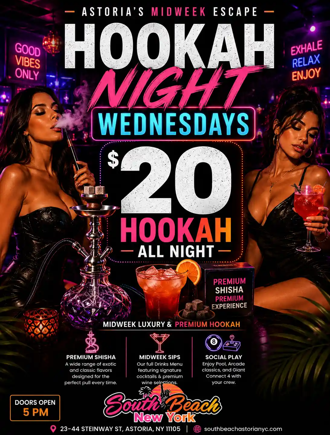 Hookah Night Wednesdays | $20 Hookah at South Beach Astoria NYC